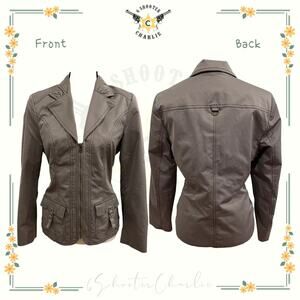 CONRAD C Women's Grey Lightweight Full Zip Jacket Collared Pockets Size 10